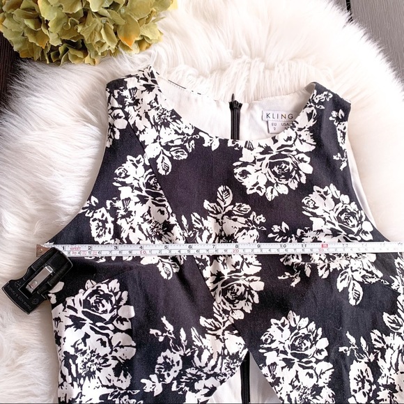 Kling Mini Dress floral print white and black Size 2 - Picture 7 of 15